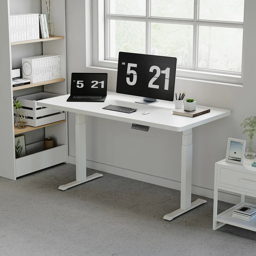 White - Dual Motor - 3 Stage Leg Electric Standing Desk
