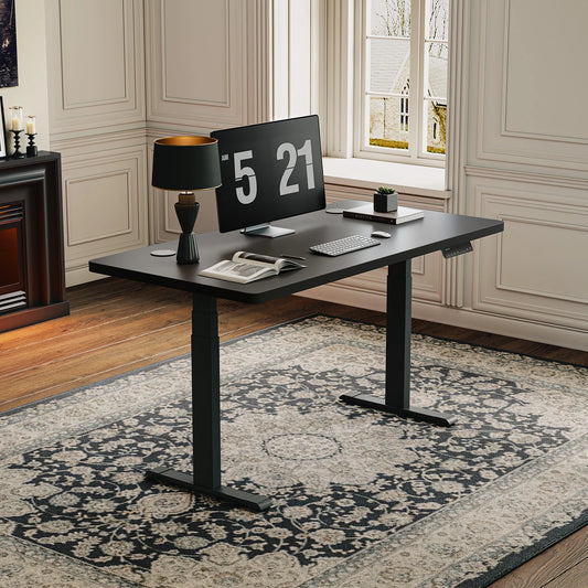 Black - Dual Motor - 3 Stage Leg Electric Standing Desk